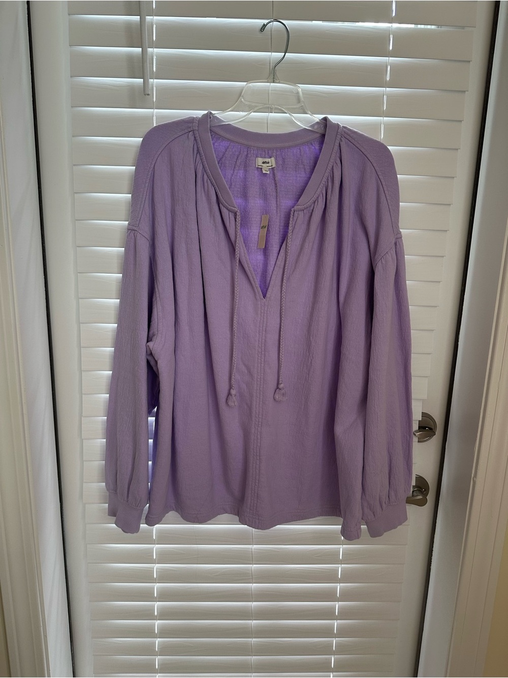 aerie Lavender Peasant Tunic with Drawstring